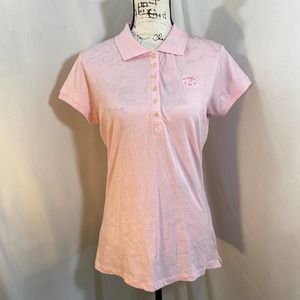 Antigua Woman's Half Button Up Pink North Carolina Tar Heals Pink Polo Sz L